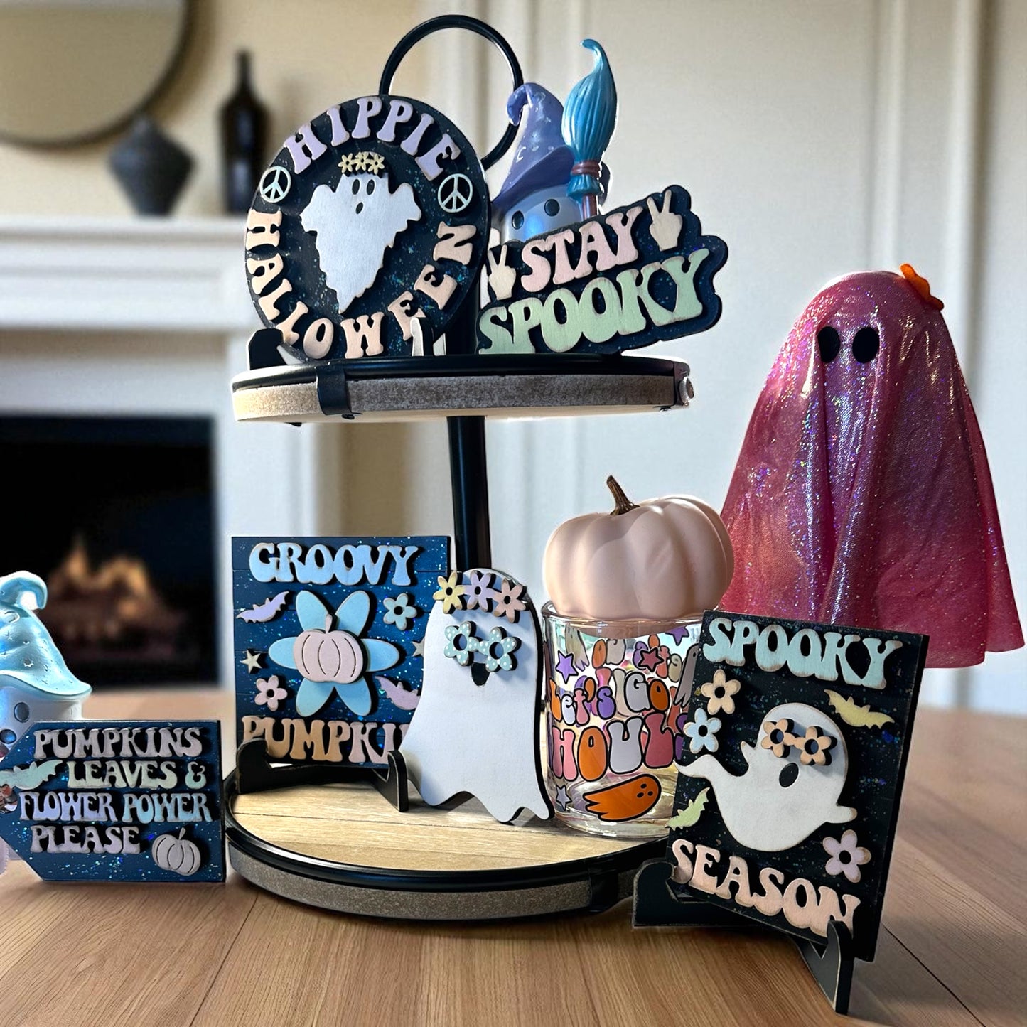 Groovy Halloween Tiered Tray