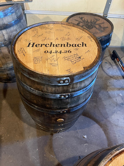 Custom Wedding Guest Book Bourbon Barrel