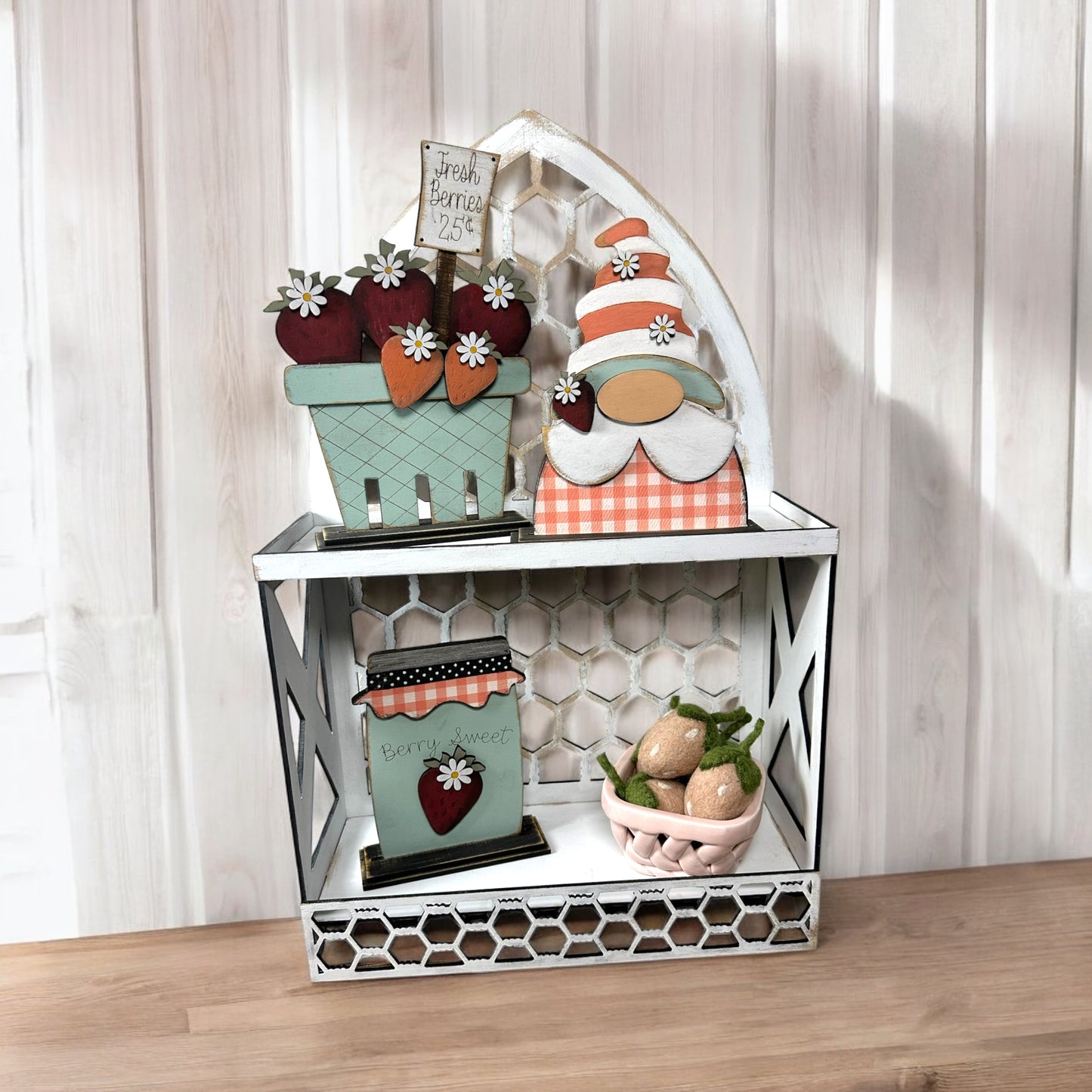 Rustic Chicken Wire Two Tier Display Shelf