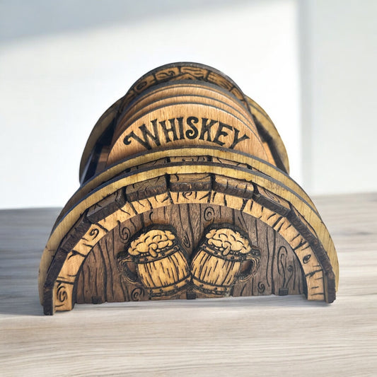 Whiskey Barrel Coaster Set