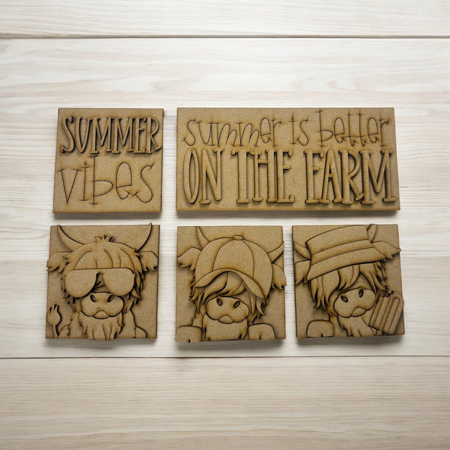 DIY Highland Cow Summer Mini leaning ladder inserts