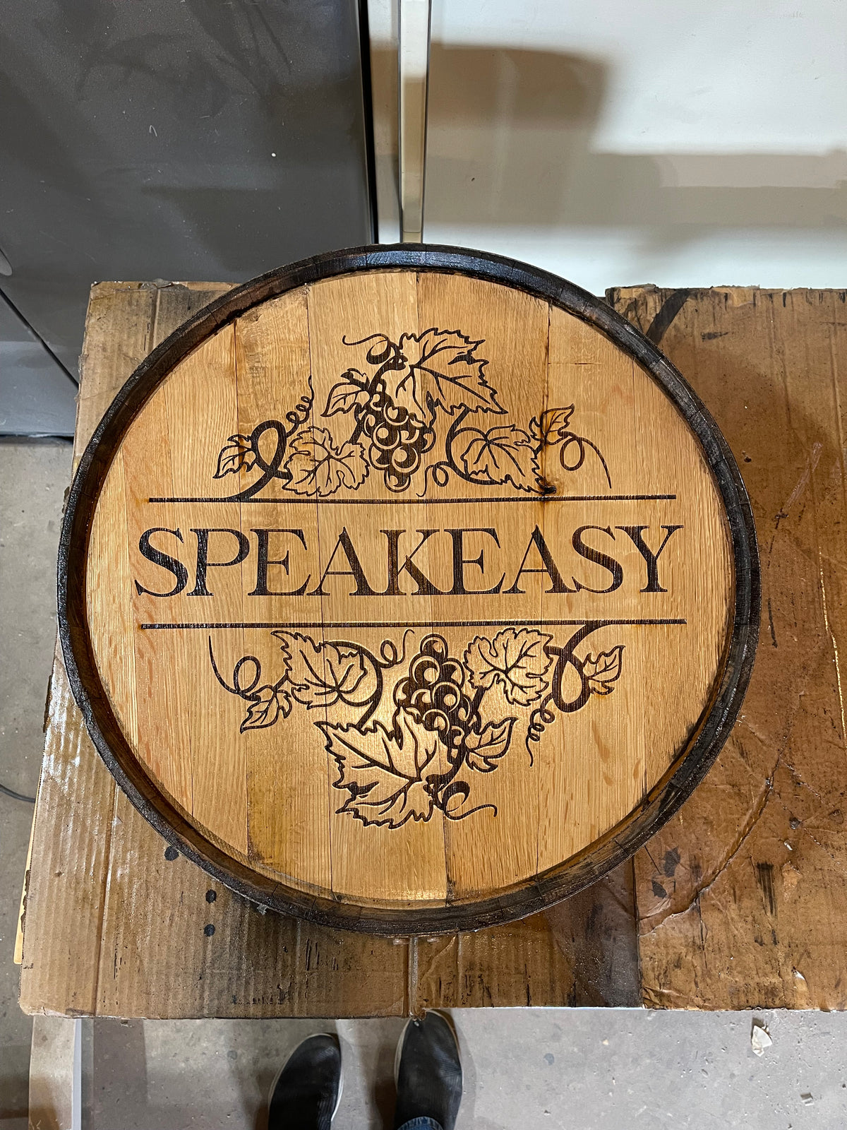 Custom Bourbon Whiskey Barrel Lid With Ring