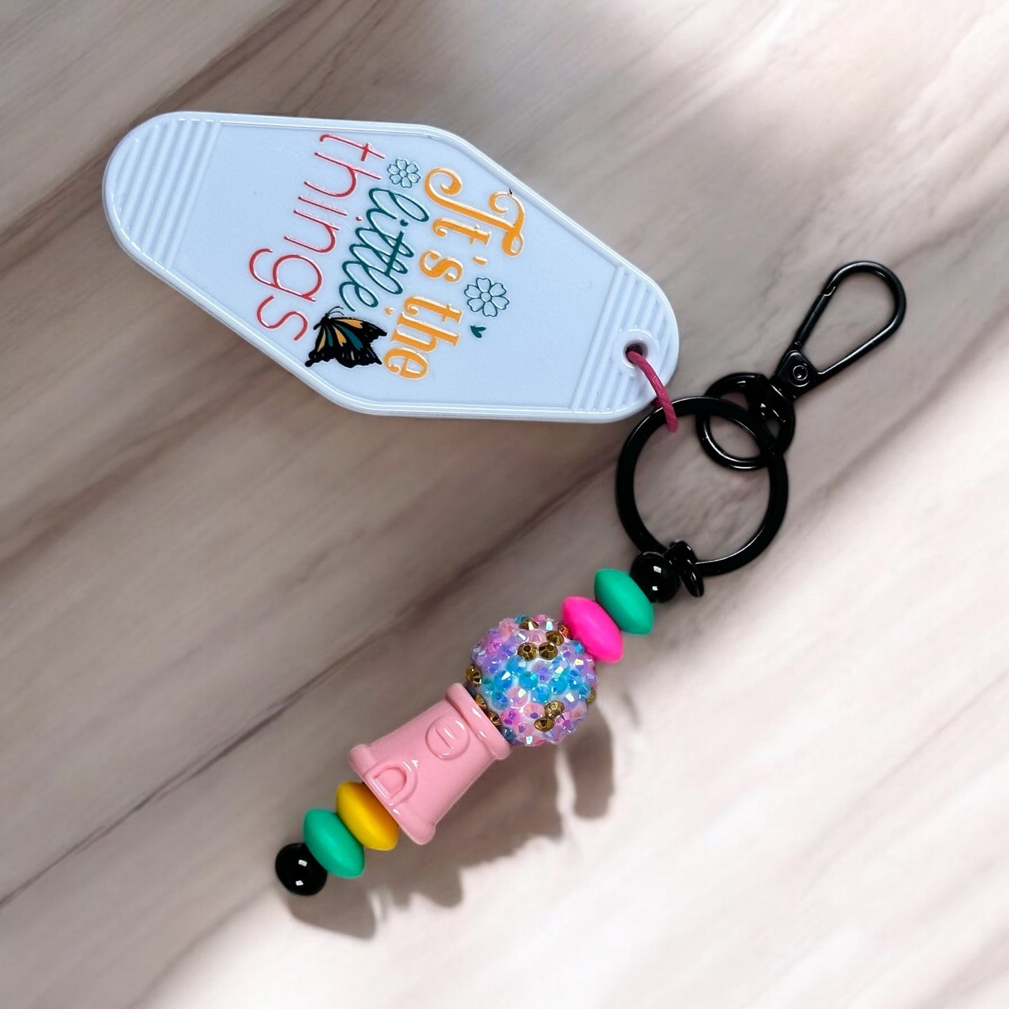 It’s The Little Things Motel Keychain With Beaded Bar Charm
