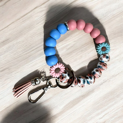Boho Dusky Blue Floral Wristlet