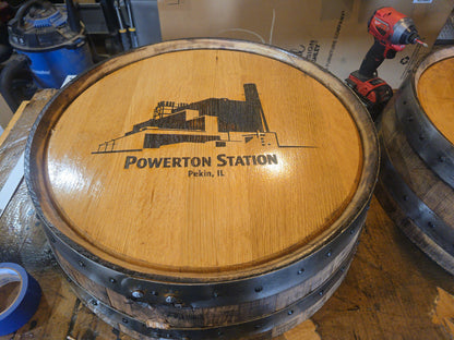 Custom Bourbon Whiskey Barrel Lid With Ring