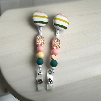 Boho Sunshine Fabric Covered Badge Reel