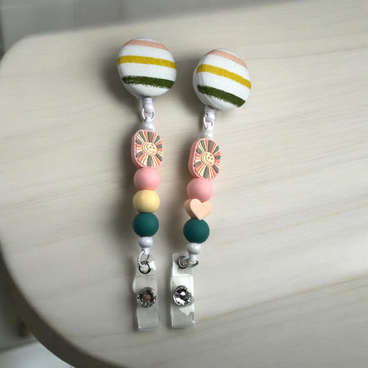 Boho Sunshine Fabric Covered Badge Reel