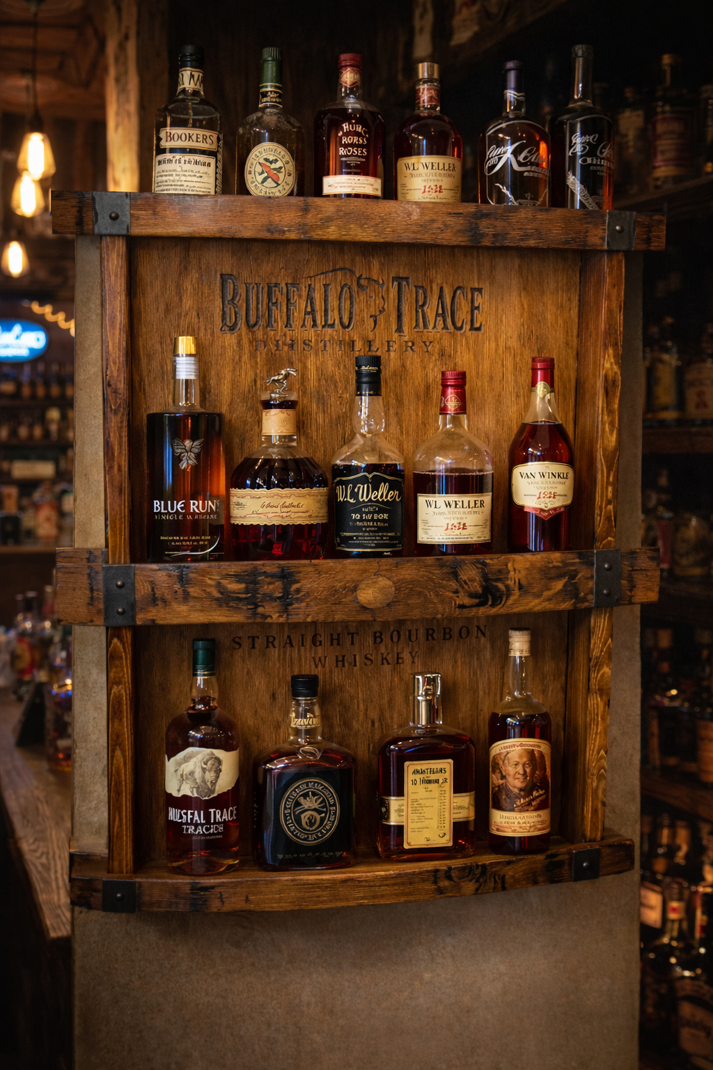 Custom 3 Tier Barrel Stave Shelf