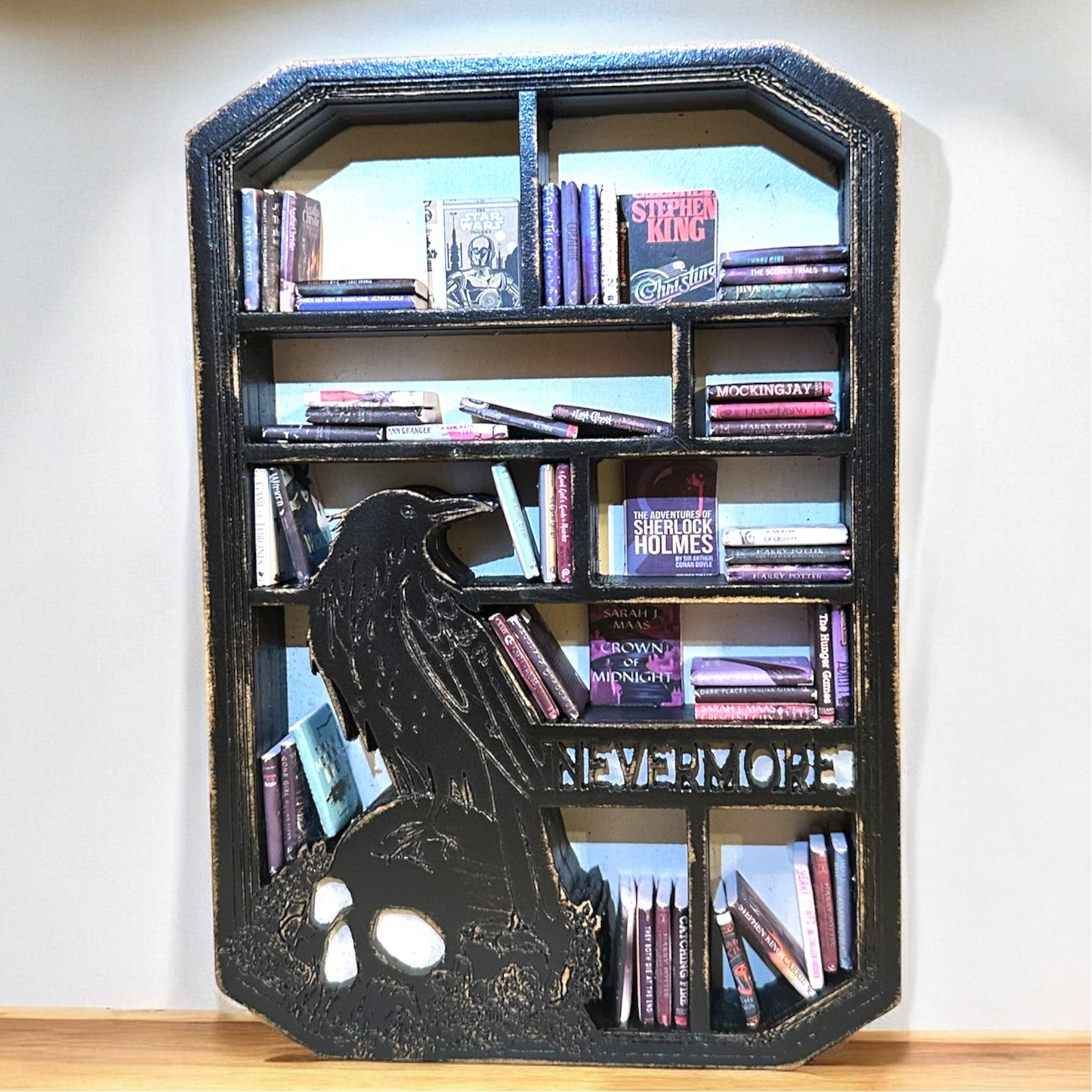 Raven & Skull Nevermore Mini Bookshelf With Mini Books