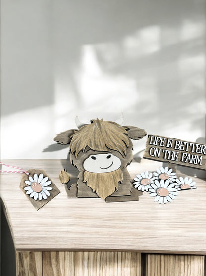Highland Cow Daisy Insert