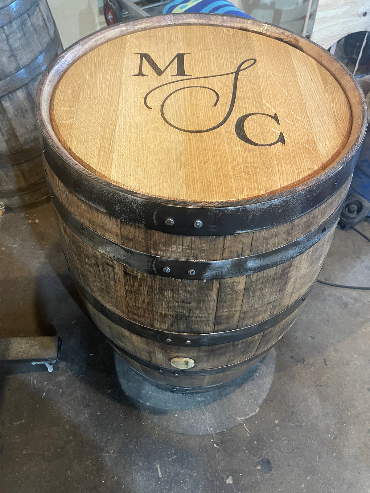 Custom Wedding Guest Book Bourbon Barrel