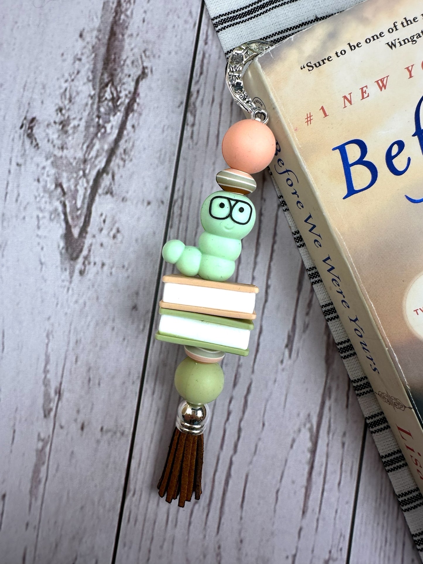 Bookworm Beaded Bookmark