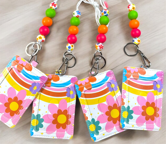 Retro Daisy Lanyard with ID Badge Holder