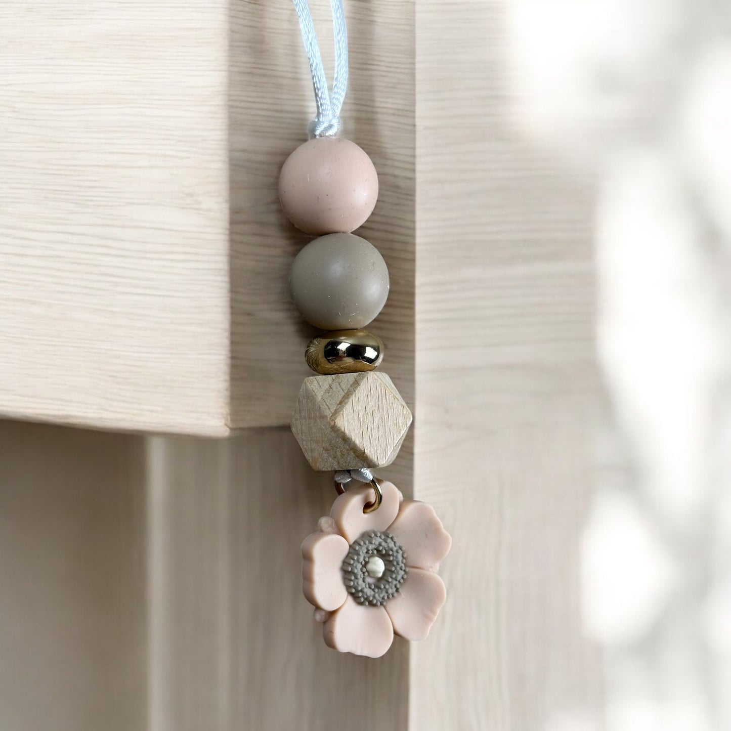 Blush Poppy Boho Beaded Car Charm