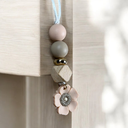 Blush Poppy Boho Beaded Car Charm