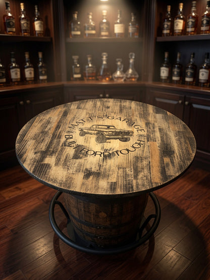 Custom Bourbon Whiskey Barrel Table