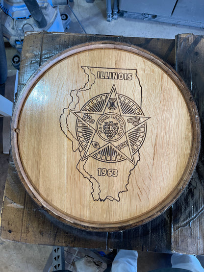 Custom Bourbon Whiskey Barrel Lid With Ring