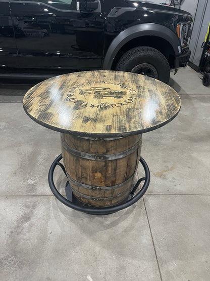 Custom Bourbon Whiskey Barrel Table