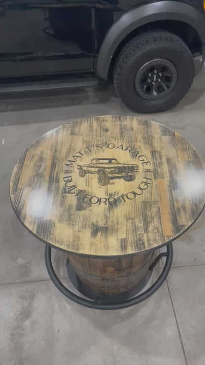 Custom Bourbon Whiskey Barrel Table